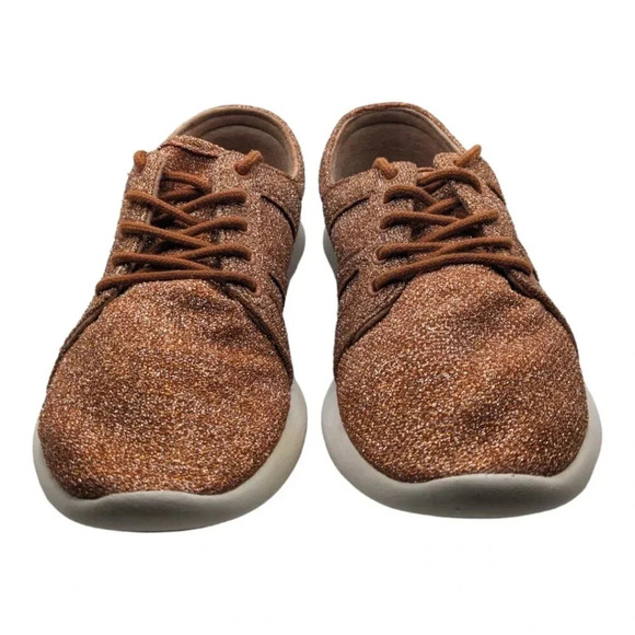 Zara Basic Collection Womens Lace Up Shiny Sparkly Rose Gold Sneakers Size 8 - Picture 9 of 13